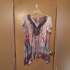 Bohemian Pink and Purple Women's Blouse